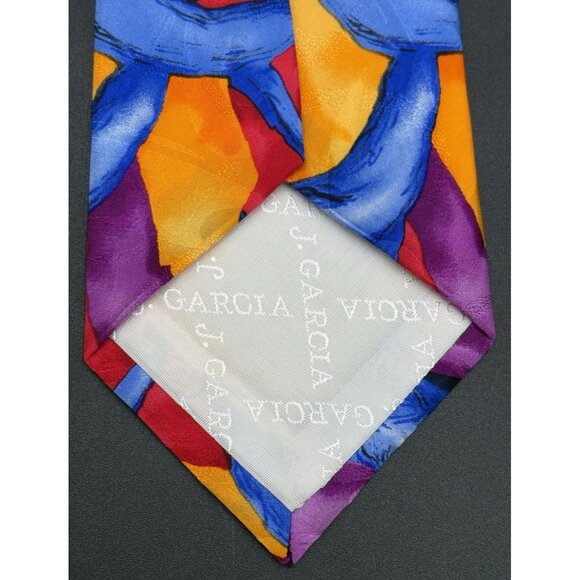 Jerry Garcia Tie Men's 100% Silk Red Blue Purple Orange Signature Collection GUC - Picture 5 of 6